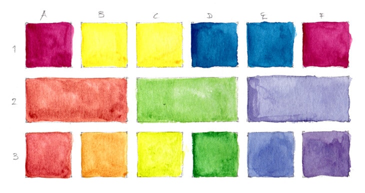 watercolor cool primary color chart