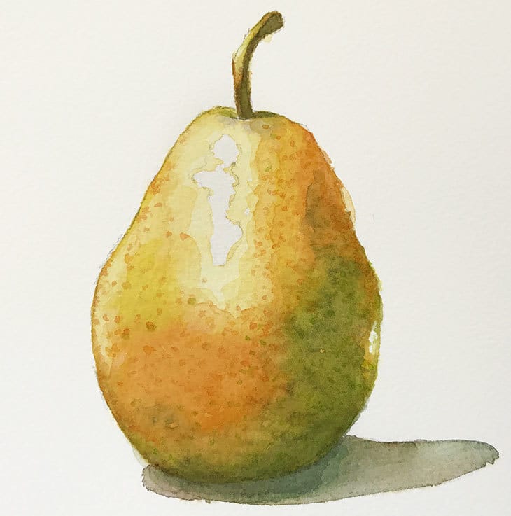 final watercolor pear painting