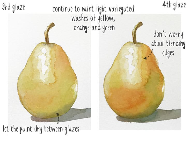 watercolor pear tutorial step 2