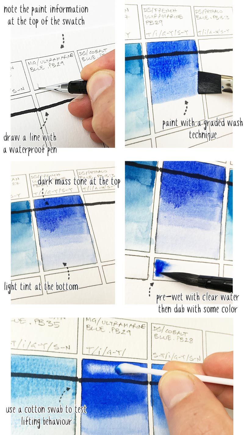 how to make watercolor swatches step by step