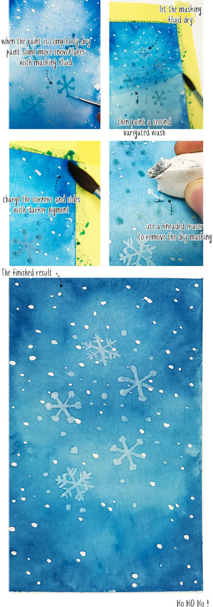 watercolor christmas snow storm step by step part 02