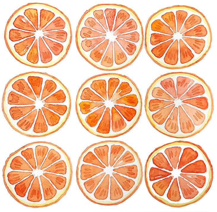 watercolor oranges pattern