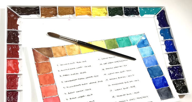 setting up watercolor palette colors