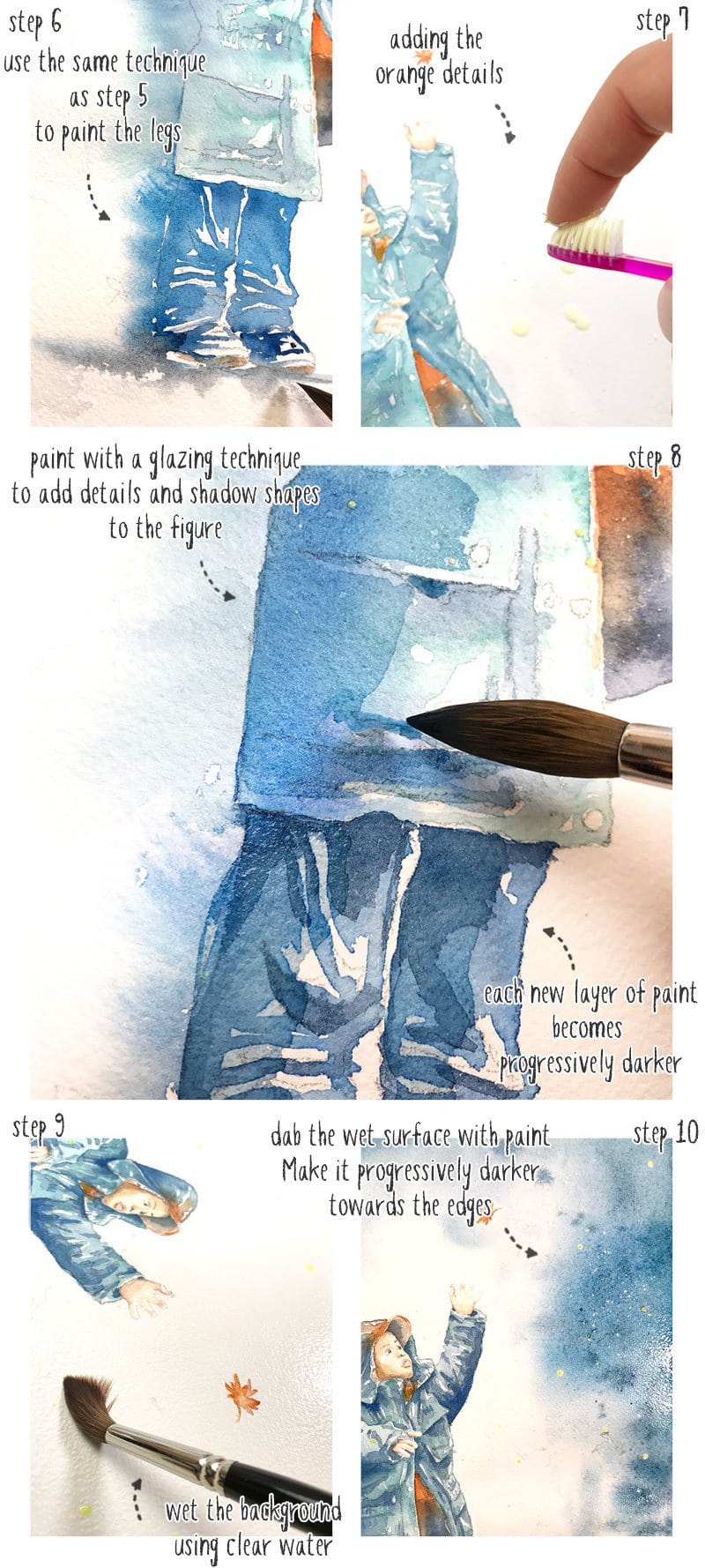 winter watercolor scene step by step part 2