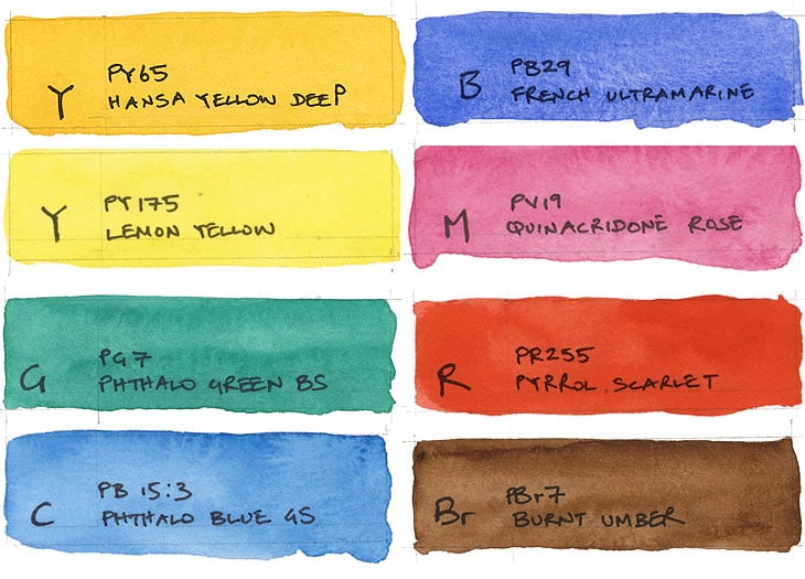 8 color watercolor palette