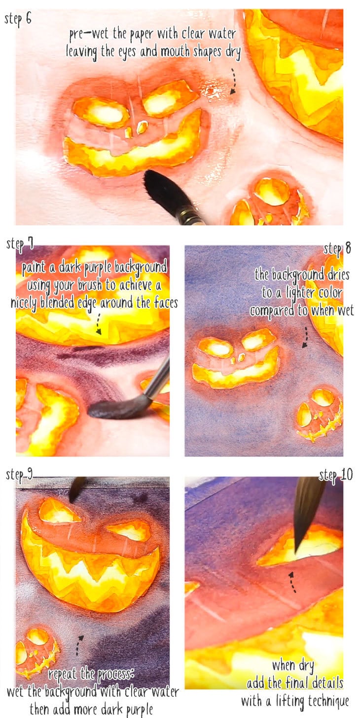 easy halloween watercolor jack o lantern stage 02