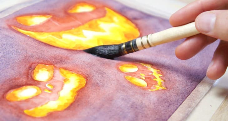 halloween watercolor painting ideas