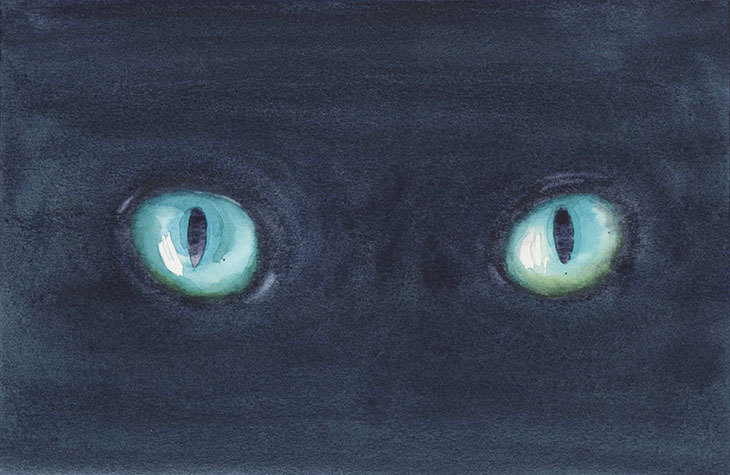 halloween watercolor scary cats eyes