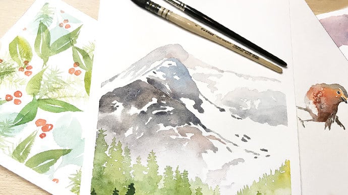 easy winter watercolor painting ideas