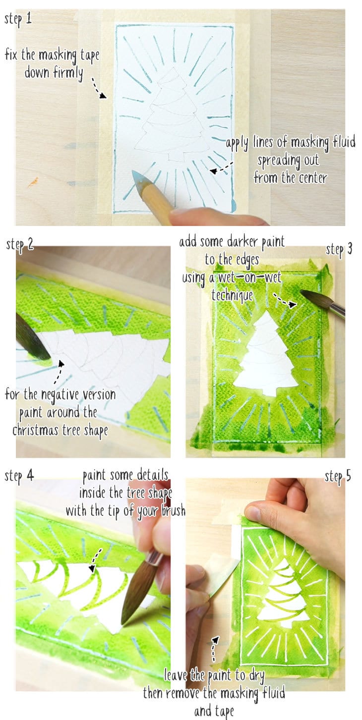 watercolor christmas cards step by step 01