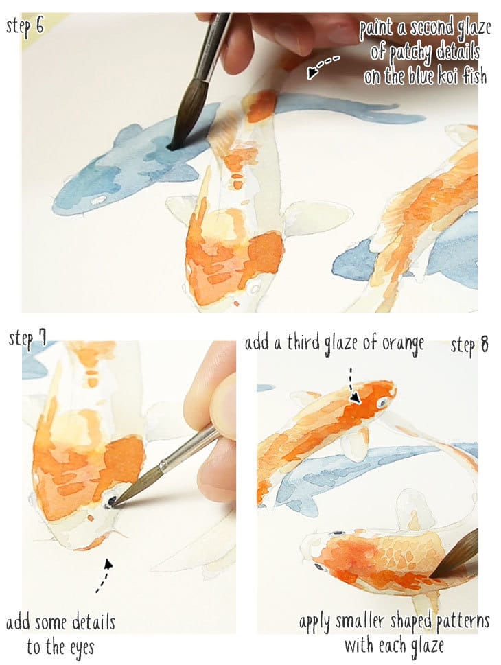 koi fish watercolor step by step stage 2