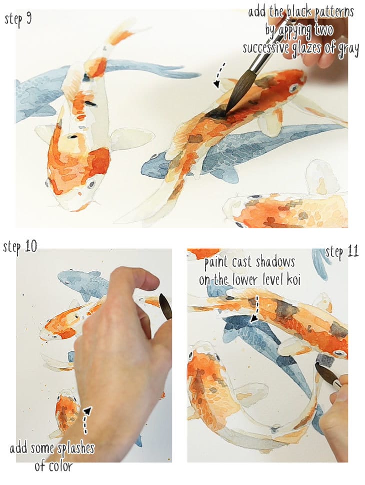 koi fish watercolor step by step stage 3