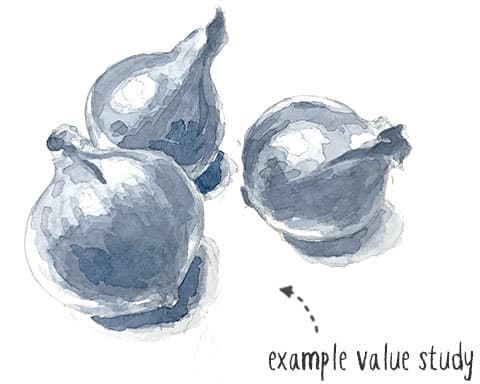 example of a value study in watercolor