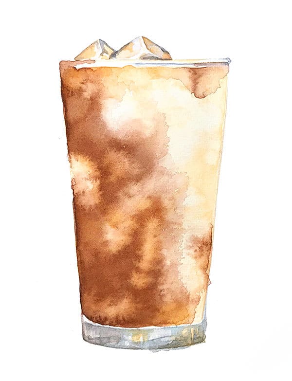 iced coffee watercolor demo