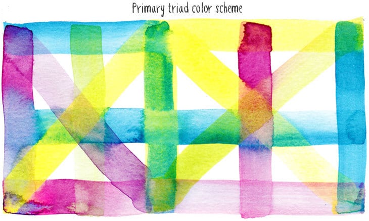 primary triad watercolor scheme