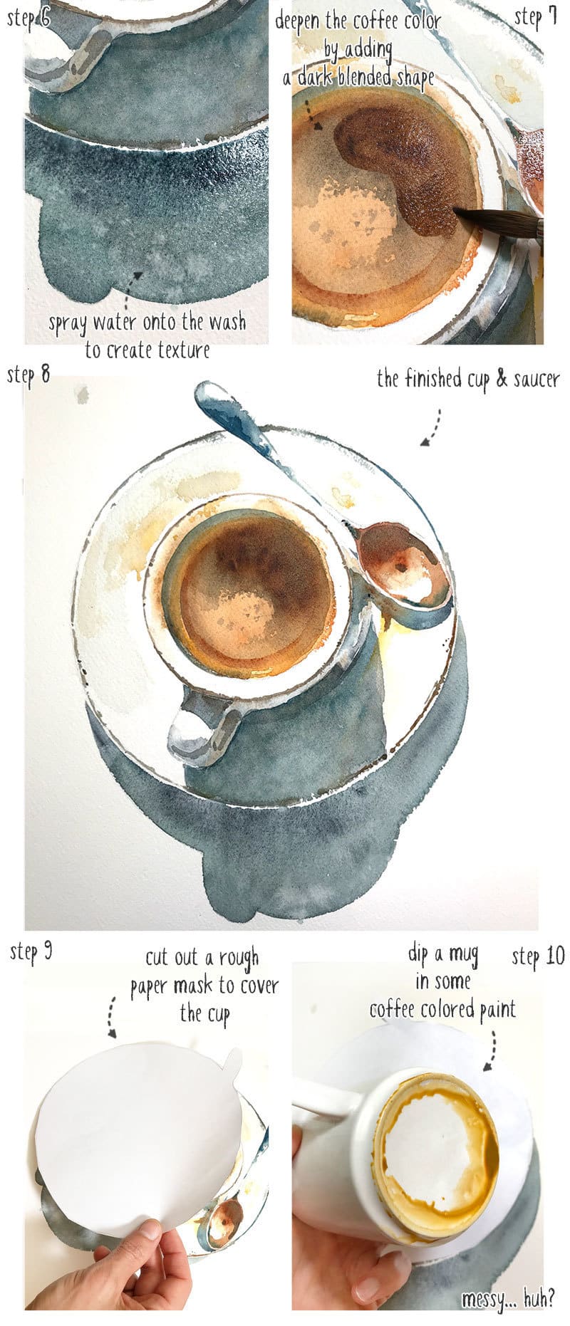 step by step watercolor coffee cup part 3