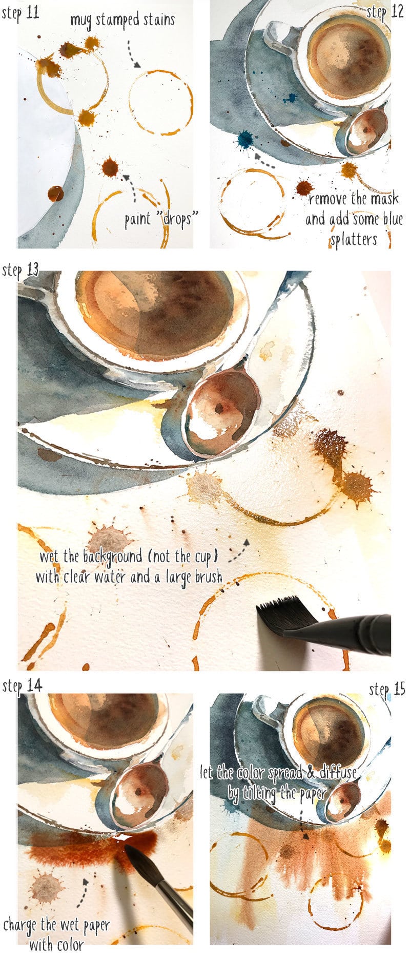 step by step watercolor coffee cup part 4
