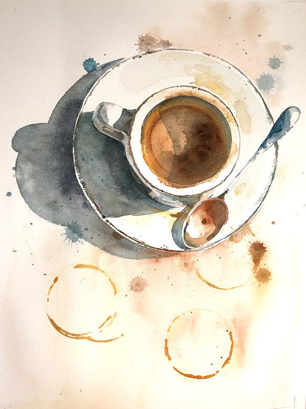 watercolor coffee cup final painting