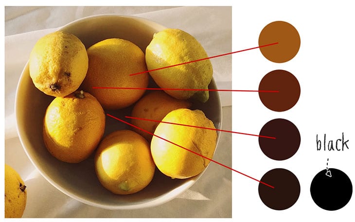 shading with black or neutral mixes