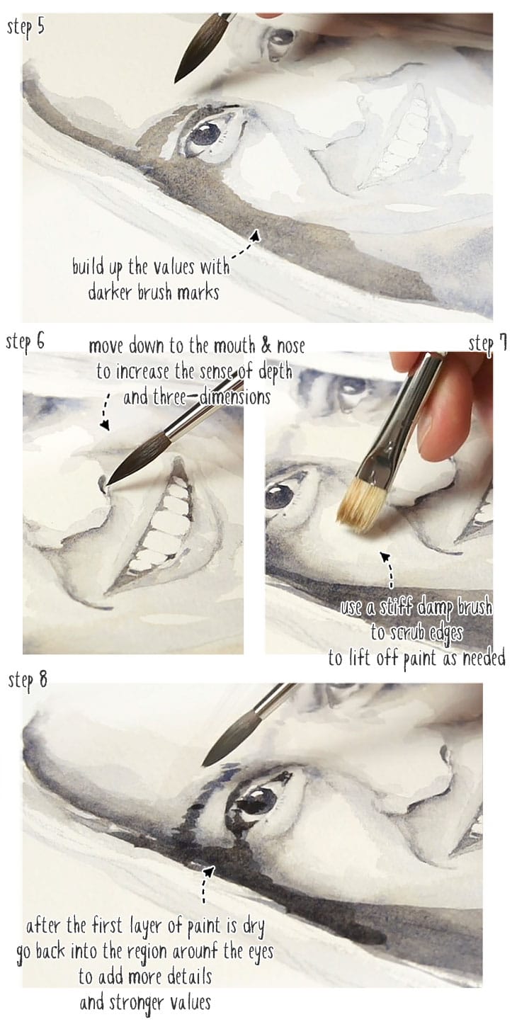 watercolor portrait step by step stage 02