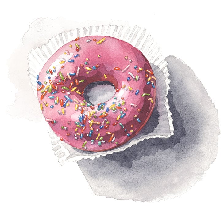 watercolor donut