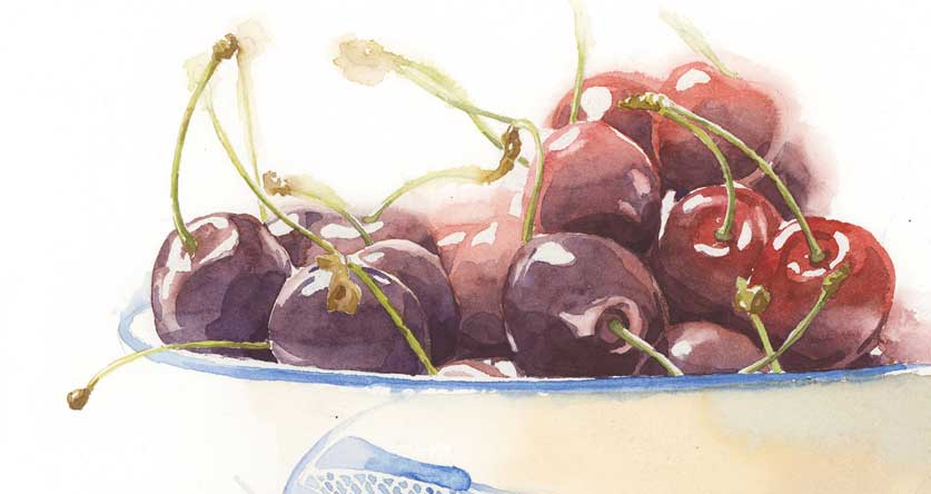 how to paint cherries in watercolor
