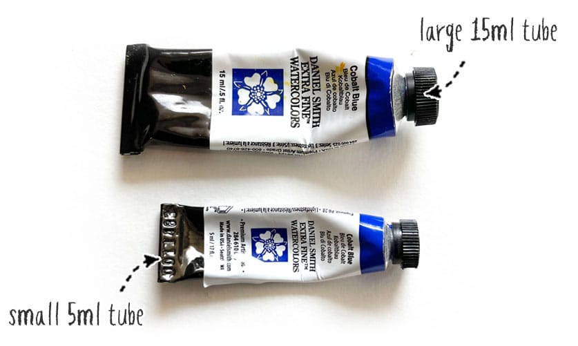 large and small watercolor tube formats