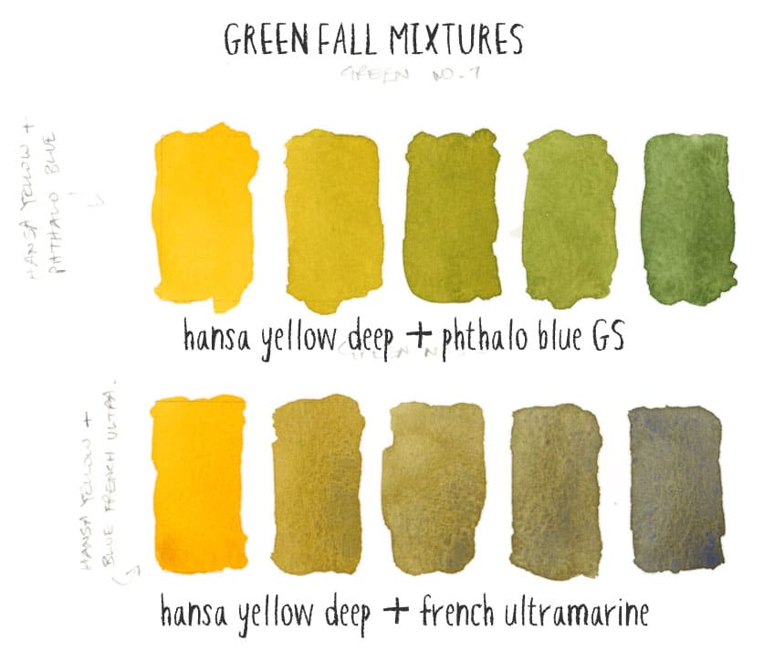 mixing chromatic scales for autumn greens