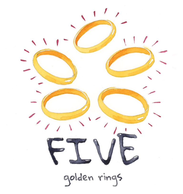 How to Paint 5 Golden Rings in Watercolor