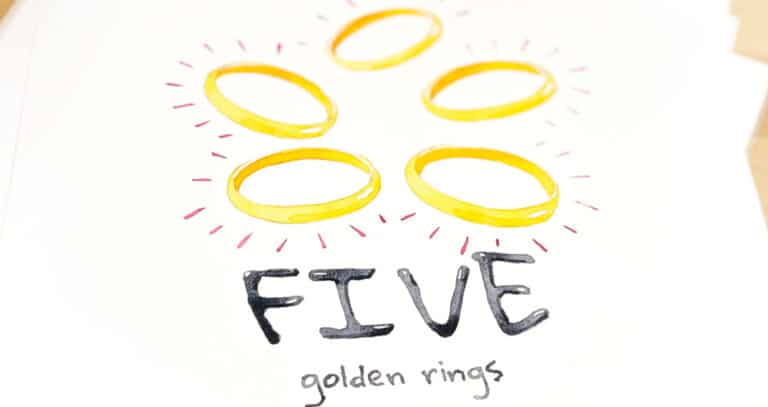 five golden rings in watercolor