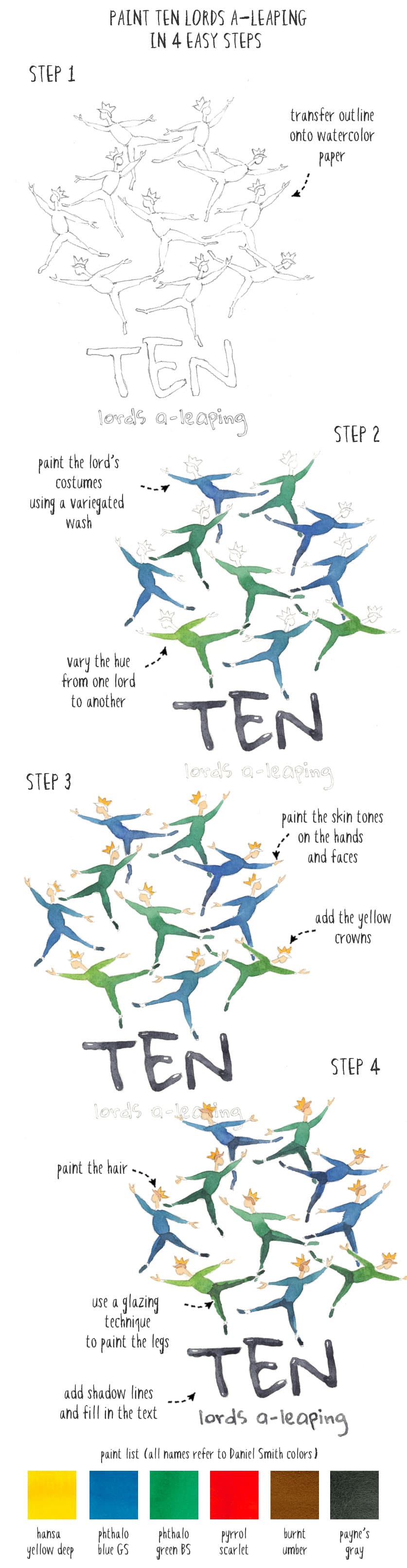 ten lords a leaping 4 step painting process