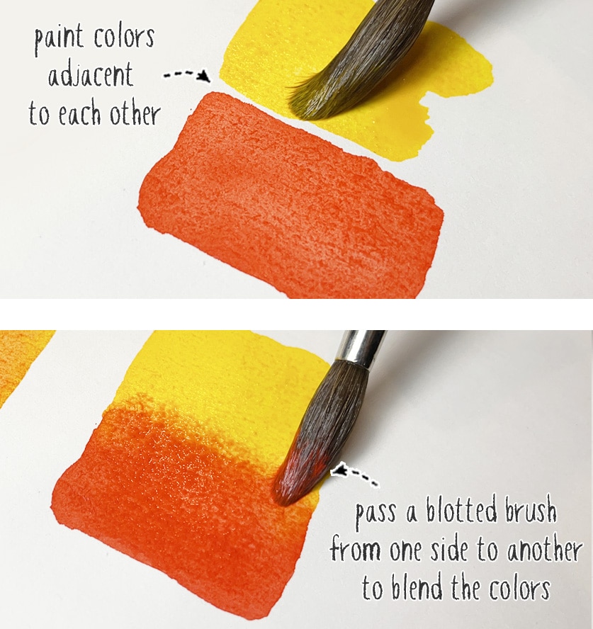 blending adjacent colors in watercolor