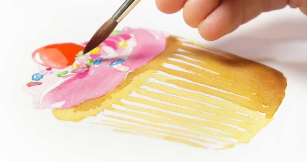 easy watercolor cupcake tutorial