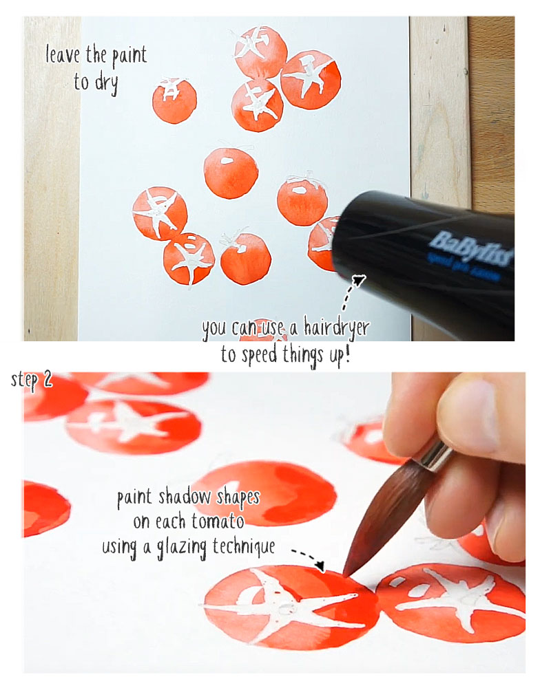 watercolor tomatoes step by step 02