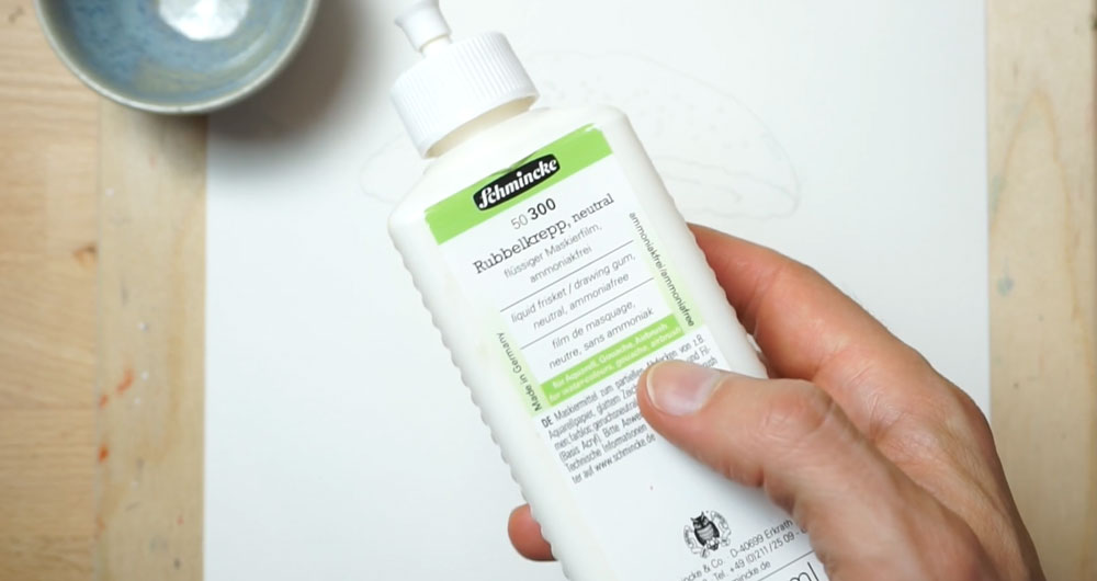 Melted deodorant serves as masking fluid for watercolor! Scrape it off  afterwards with a knife!