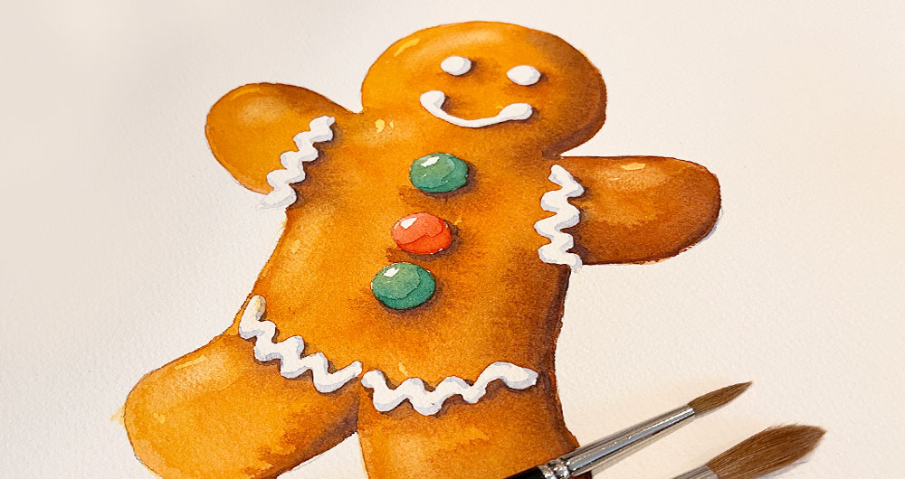 watercolor gingerbread man