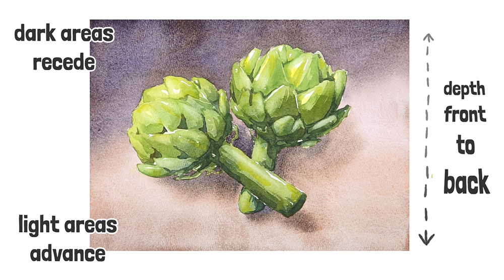 watercolor artichokes step 5