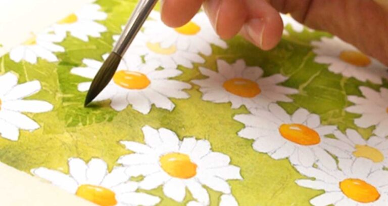negative painting with white daisies