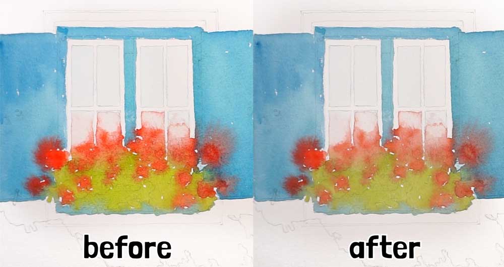 watercolor appears lighter after drying