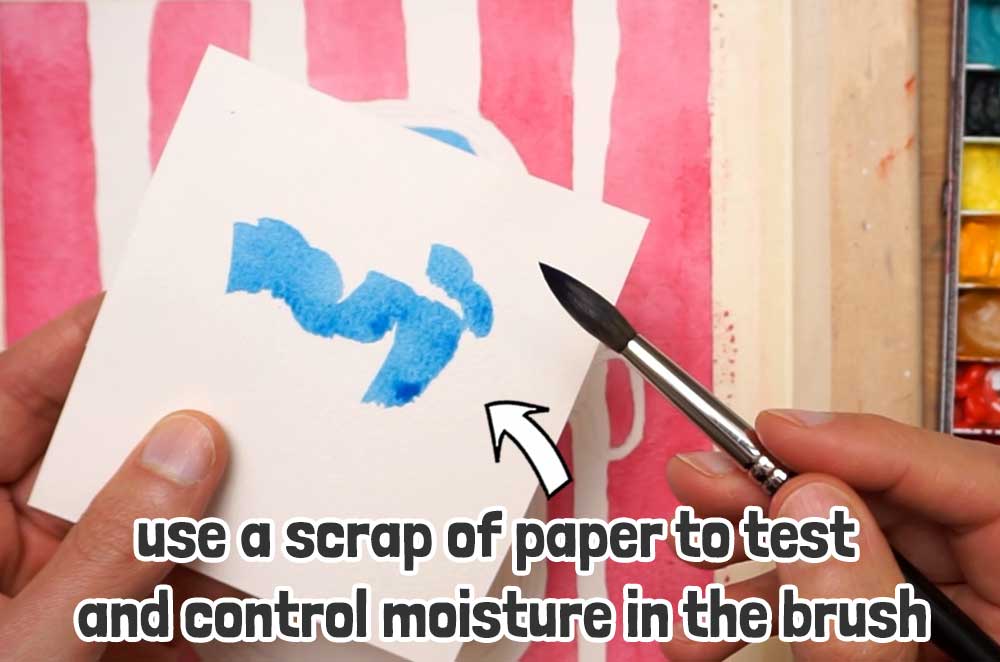 a scrap of paper lets you test and control brush moisture